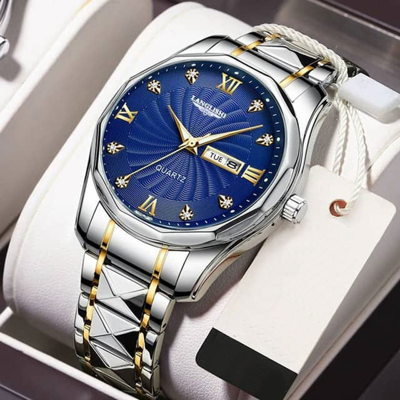 LANGLISHI Men Fashion Casual Business Stainless Steel Strap Quartz ...